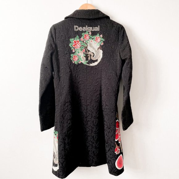 Desigual Embroidered Trench Coat EU 44 US 12 - Picture 4 of 10